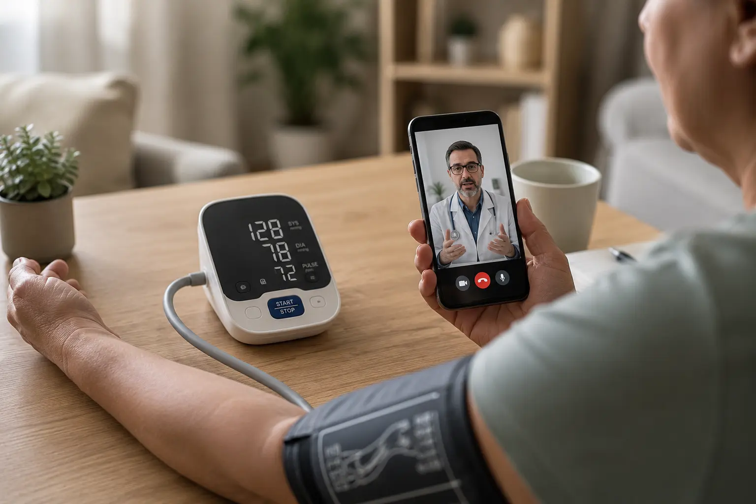 Health coach connecting with patient remotely